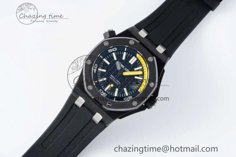 Royal Oak Offshore Diver Forged Carbon IPF Best Edition on Rubber Strap MIYOTA9015