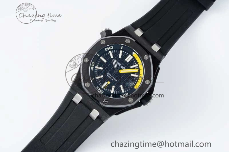Royal Oak Offshore Diver Forged Carbon IPF Best Edition on Rubber Strap MIYOTA9015