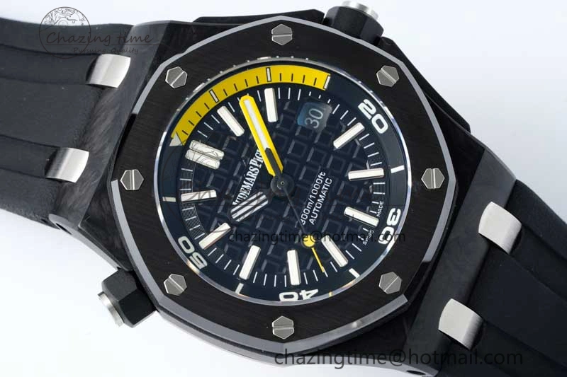 Royal Oak Offshore Diver Forged Carbon IPF Best Edition on Rubber Strap MIYOTA9015