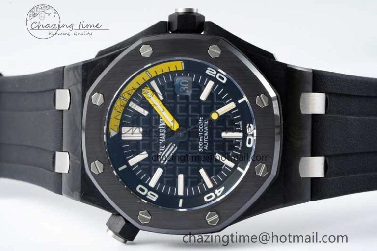 Royal Oak Offshore Diver Forged Carbon IPF Best Edition on Rubber Strap MIYOTA9015