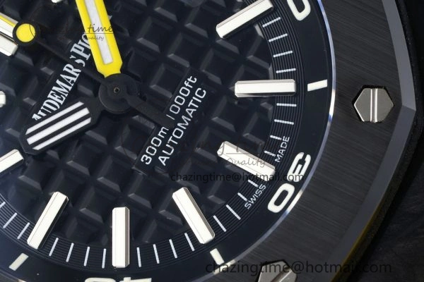 Royal Oak Offshore Diver Forged Carbon IPF Best Edition on Yellow Rubber Strap MIYOTA9019