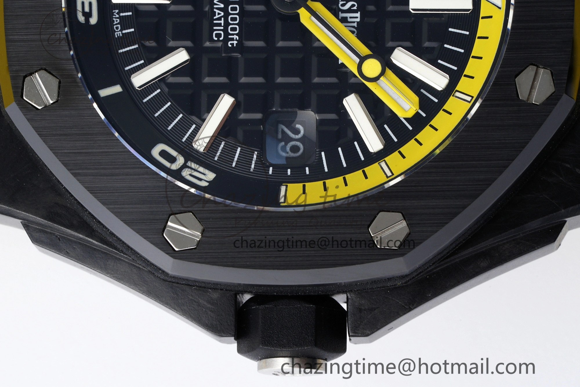 Royal Oak Offshore Diver Forged Carbon IPF Best Edition on Yellow Rubber Strap MIYOTA9019
