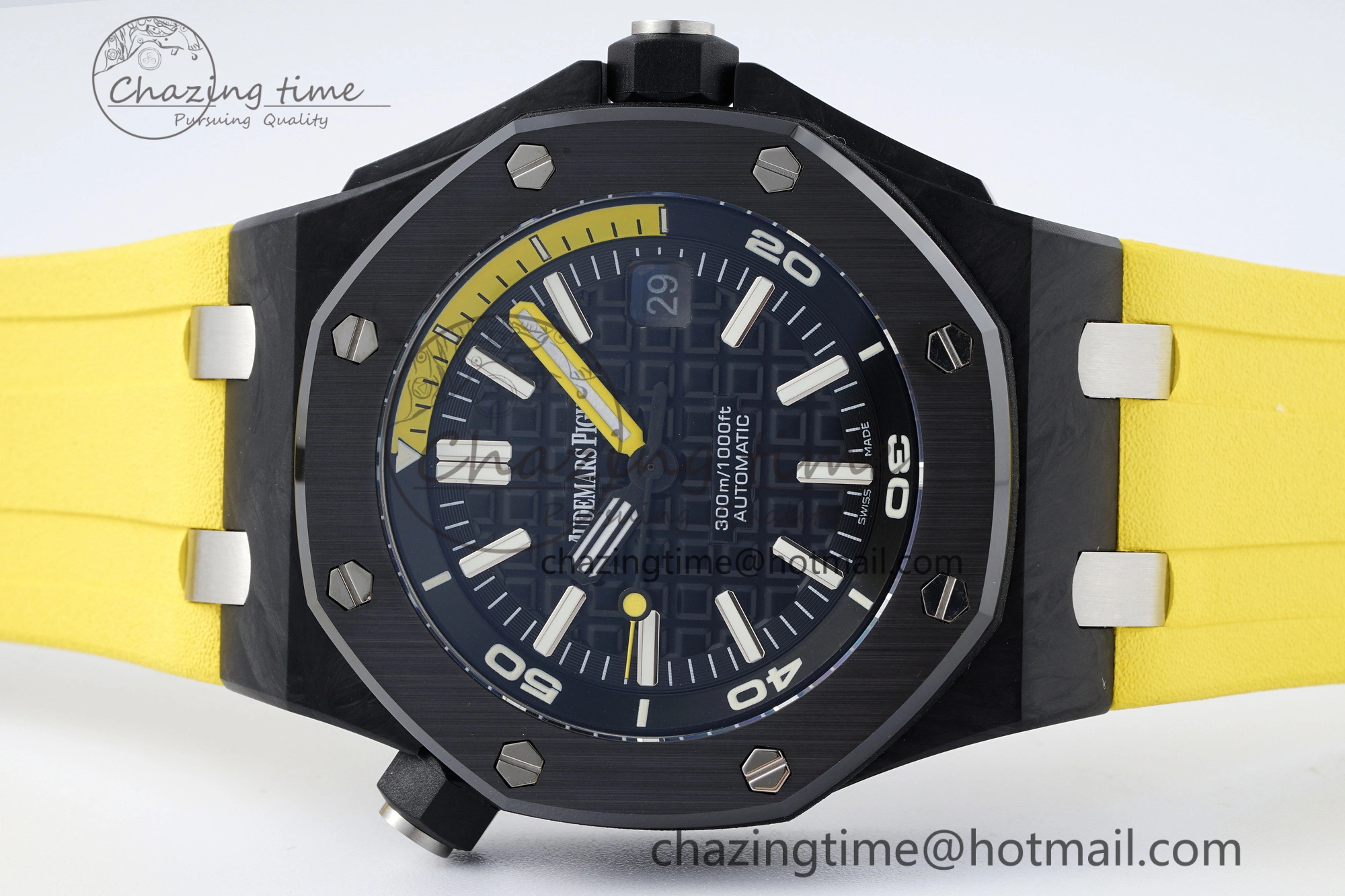 Royal Oak Offshore Diver Forged Carbon IPF Best Edition on Yellow Rubber Strap MIYOTA9019