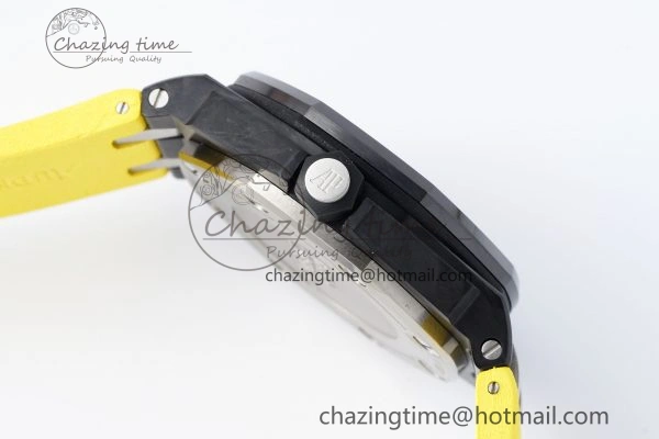 Royal Oak Offshore Diver Forged Carbon IPF Best Edition on Yellow Rubber Strap MIYOTA9019