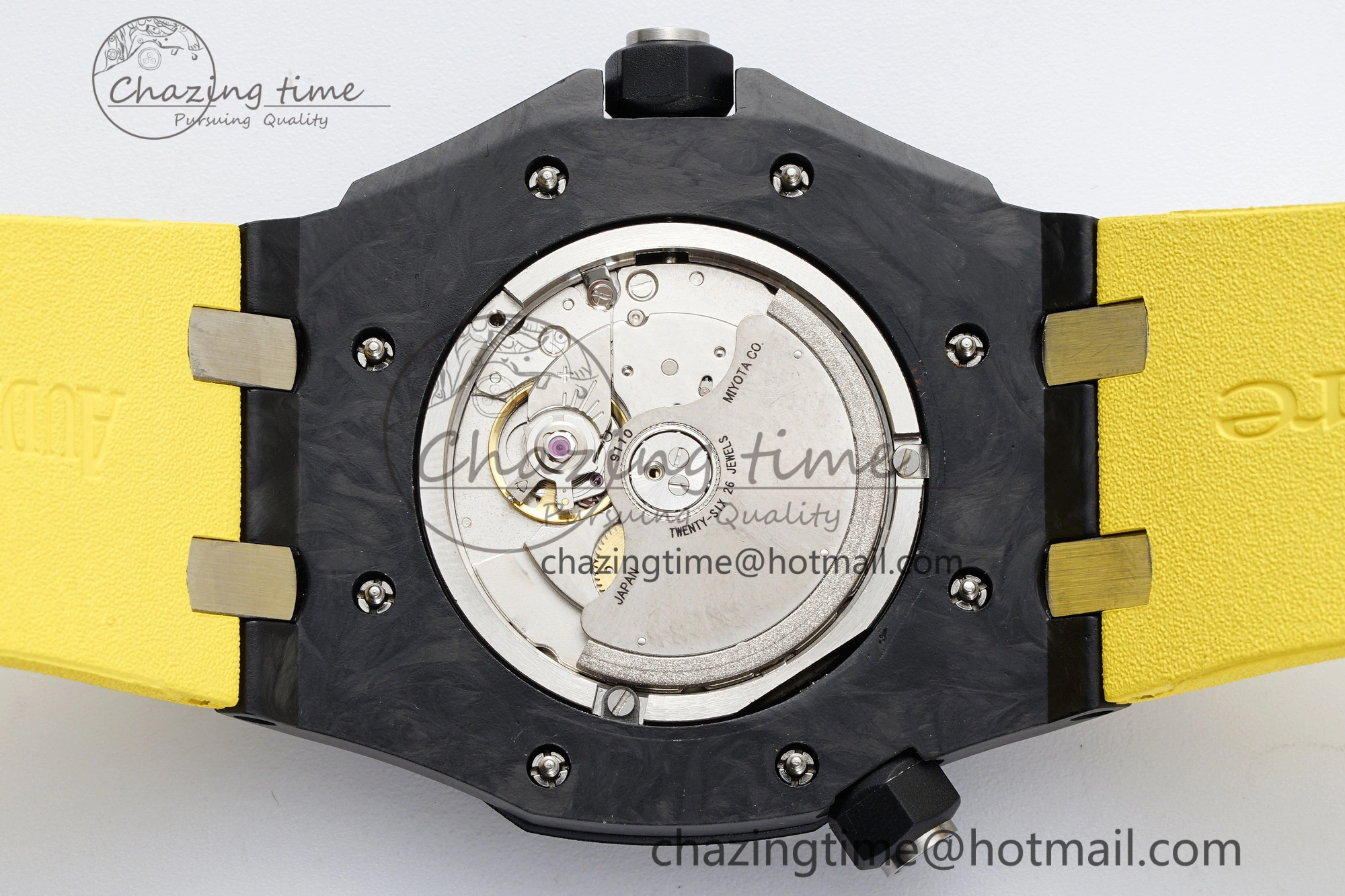 Royal Oak Offshore Diver Forged Carbon IPF Best Edition on Yellow Rubber Strap MIYOTA9019