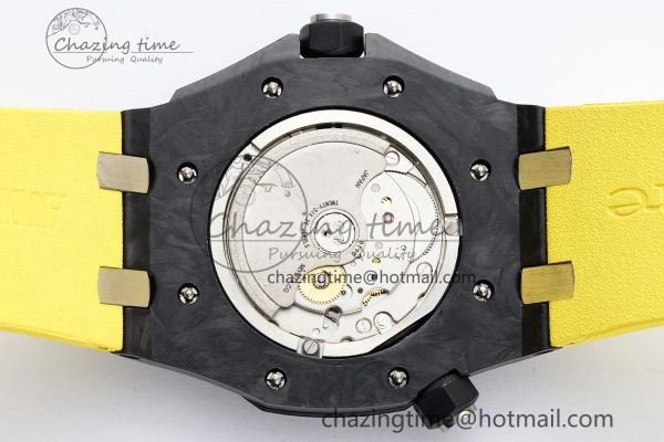 Royal Oak Offshore Diver Forged Carbon IPF Best Edition on Yellow Rubber Strap MIYOTA9019