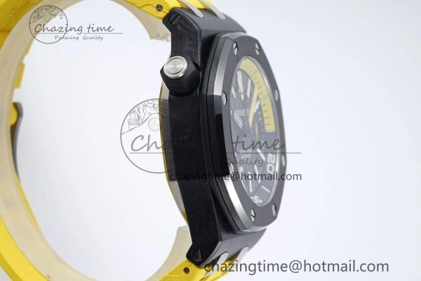 Royal Oak Offshore Diver Forged Carbon IPF Best Edition on Yellow Rubber Strap MIYOTA9019