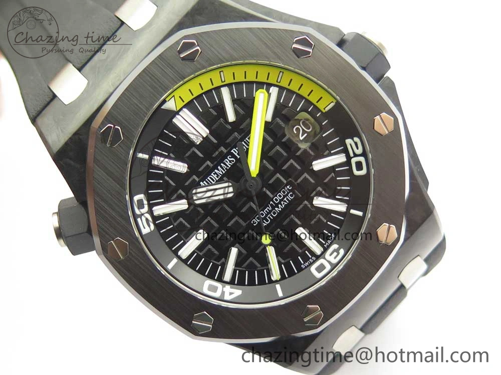 Royal Oak Offshore Diver Forged Carbon XF 1:1 Best Edition on Rubber Strap A2836 V3