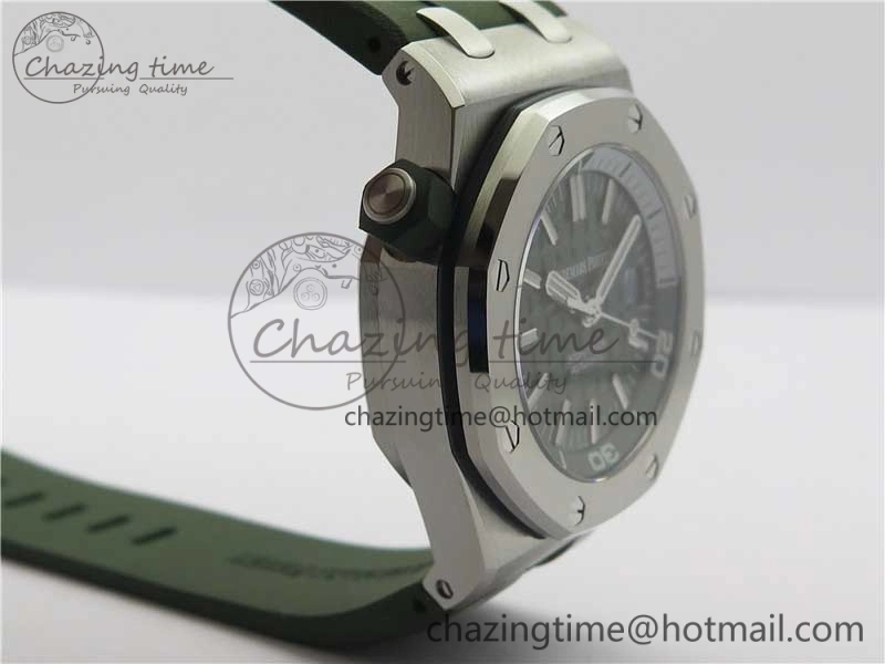 Royal Oak Offshore Diver Green 15710 JF 1:1 Best Edition on Green Rubber Strap A3120