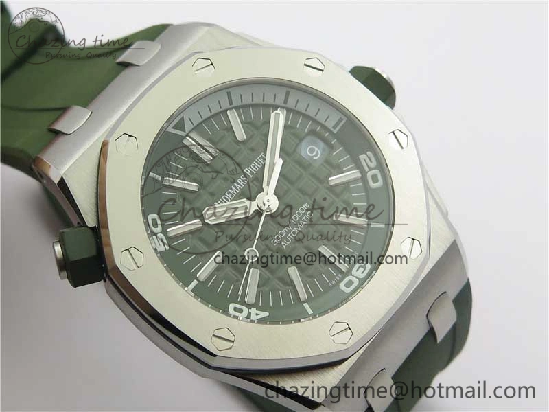 Royal Oak Offshore Diver Green 15710 JF 1:1 Best Edition on Green Rubber Strap A3120