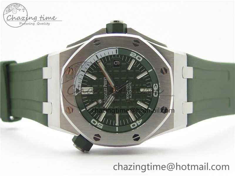 Royal Oak Offshore Diver Green 15710 JF 1:1 Best Edition on Green Rubber Strap A3120