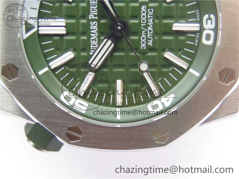 Royal Oak Offshore Diver Green 15710 JF 1:1 Best Edition on Green Rubber Strap A3120