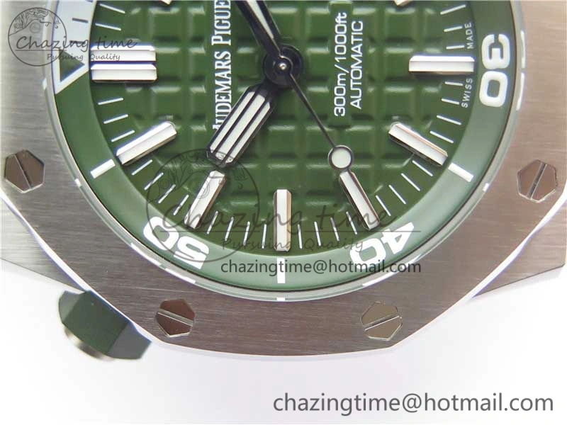 Royal Oak Offshore Diver Green 15710 JF 1:1 Best Edition on Green Rubber Strap A3120