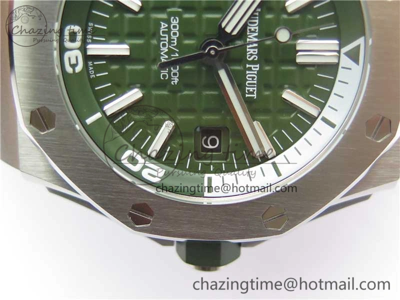 Royal Oak Offshore Diver Green 15710 JF 1:1 Best Edition on Green Rubber Strap A3120