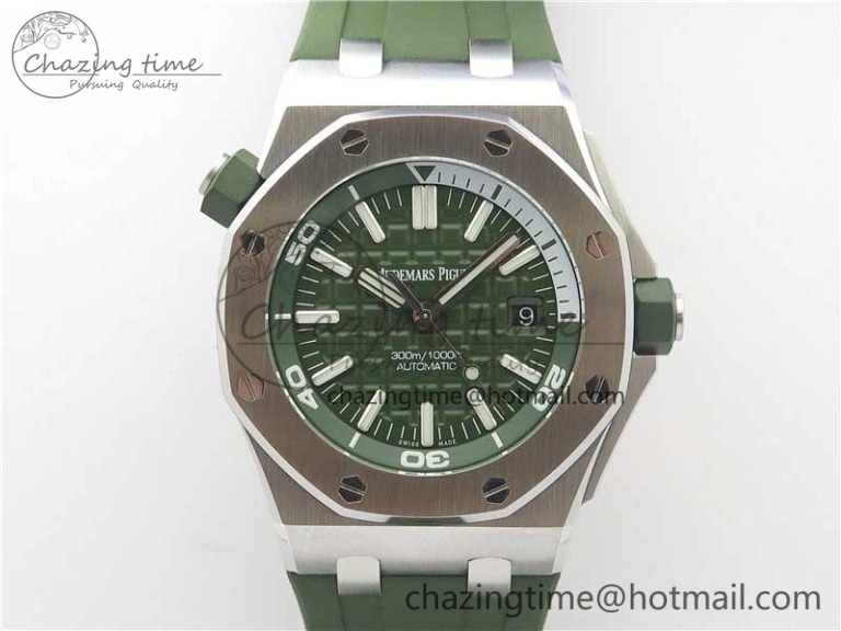 Royal Oak Offshore Diver Green 15710 JF 1:1 Best Edition on Green Rubber Strap A3120