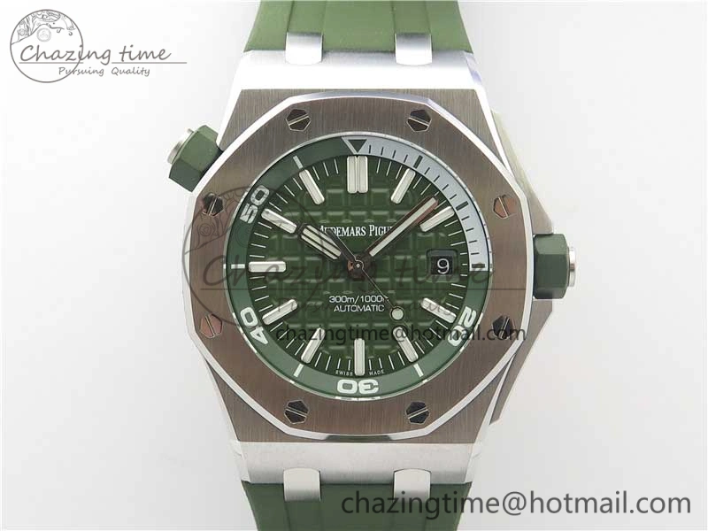 Royal Oak Offshore Diver Green 15710 JF 1:1 Best Edition on Green Rubber Strap A3120