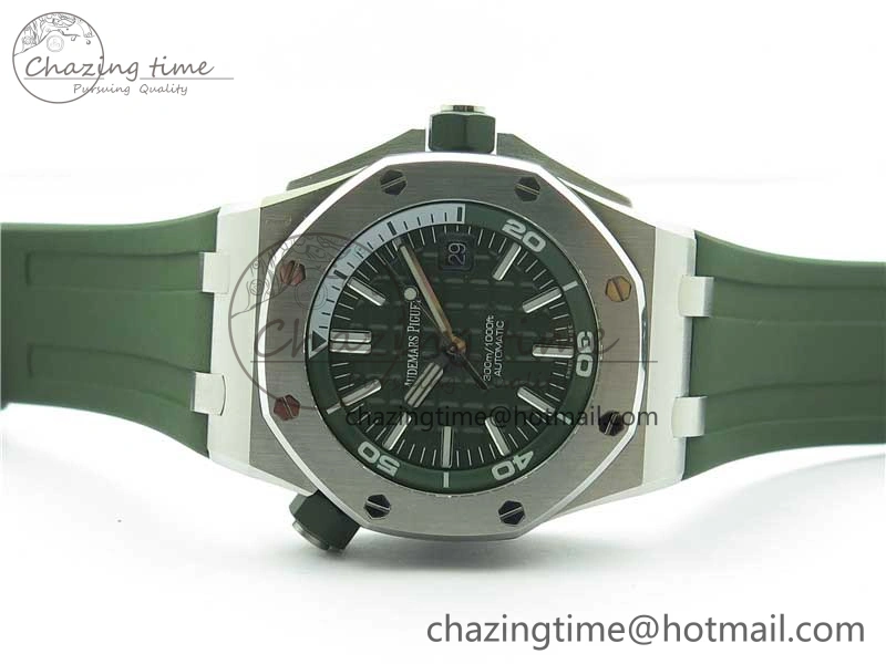 Royal Oak Offshore Diver Green 15710 JF 1:1 Best Edition on Green Rubber Strap A3120