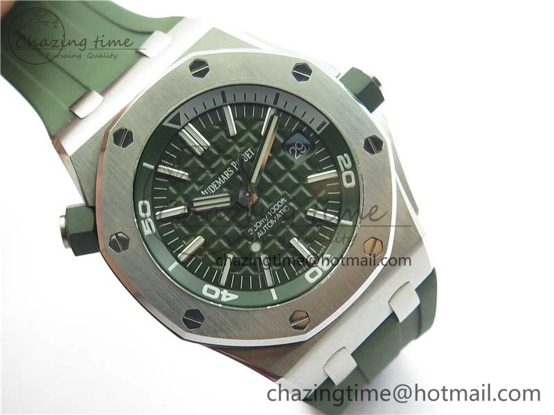 Royal Oak Offshore Diver Green 15710 JF 1:1 Best Edition on Green Rubber Strap A3120
