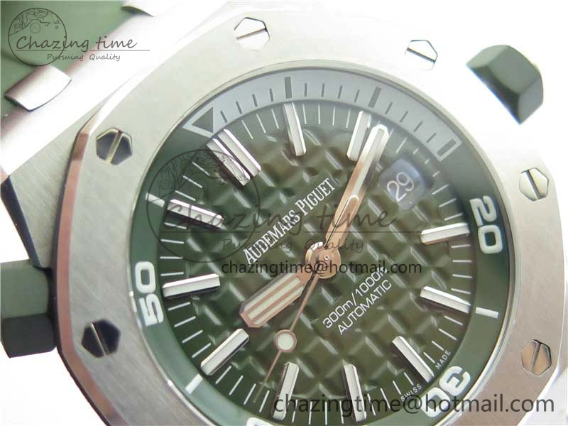 Royal Oak Offshore Diver Green 15710 JF 1:1 Best Edition on Green Rubber Strap A3120