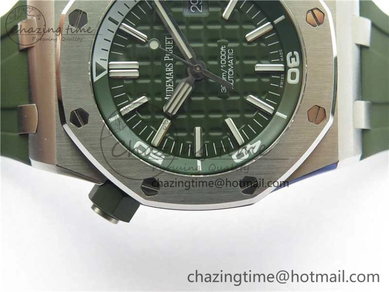 Royal Oak Offshore Diver Green 15710 JF 1:1 Best Edition on Green Rubber Strap A3120