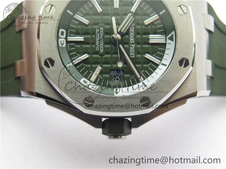 Royal Oak Offshore Diver Green 15710 JF 1:1 Best Edition on Green Rubber Strap A3120