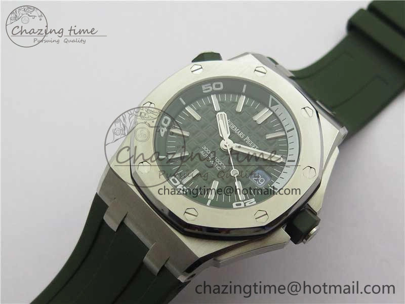 Royal Oak Offshore Diver Green 15710 JF 1:1 Best Edition on Green Rubber Strap A3120