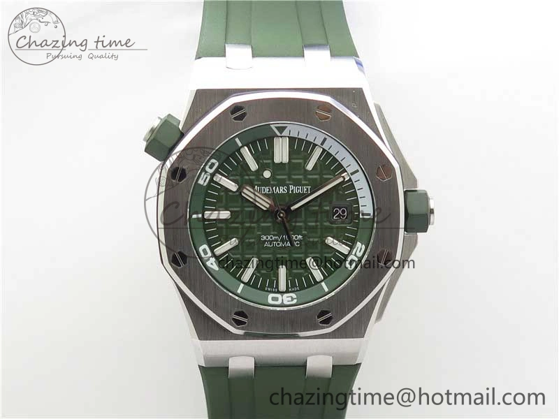 Royal Oak Offshore Diver Green 15710 JF 1:1 Best Edition on Green Rubber Strap A3120
