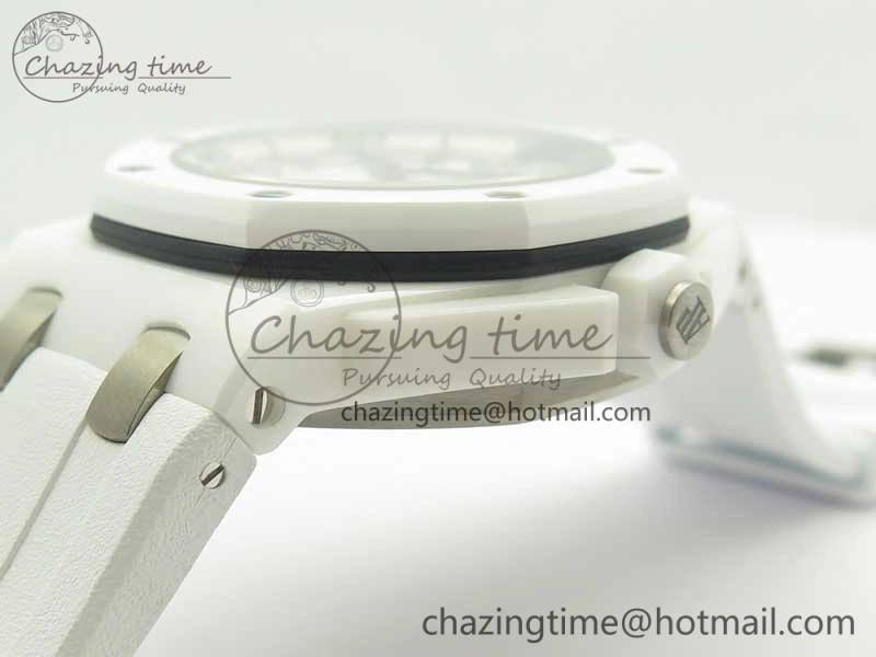 Royal Oak Offshore Diver Solid White Ceramic JF 1:1 Best Edition On White Rubber Strap A3120 V2