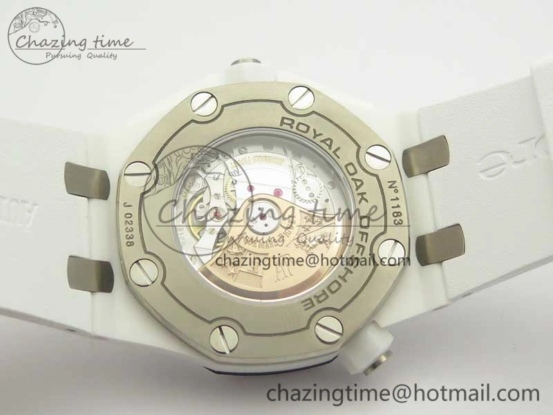 Royal Oak Offshore Diver Solid White Ceramic JF 1:1 Best Edition On White Rubber Strap A3120 V2