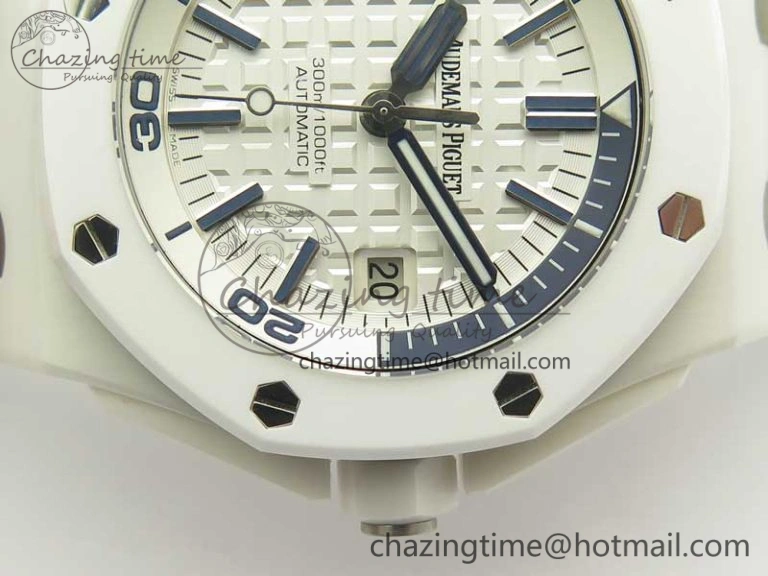 Royal Oak Offshore Diver Solid White Ceramic JF 1:1 Best Edition On White Rubber Strap A3120 V2