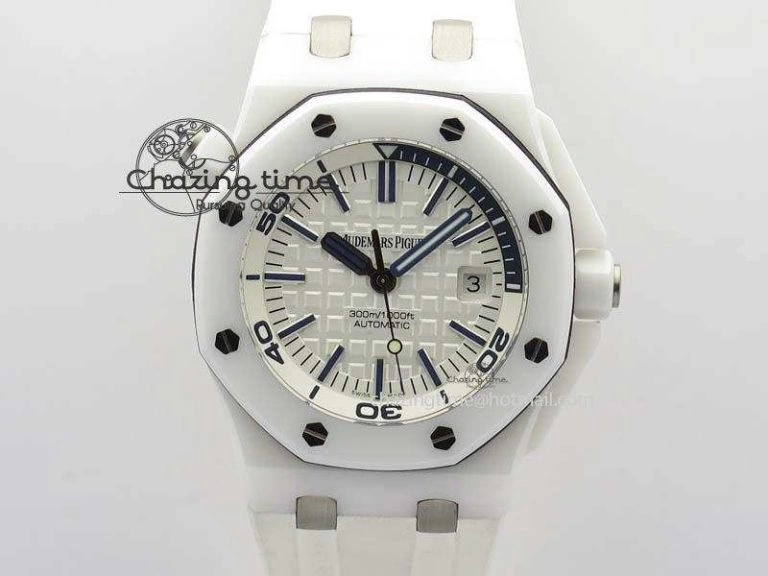 Royal Oak Offshore Diver White Ceramic BP-Maker On White Rubber Strap A3120
