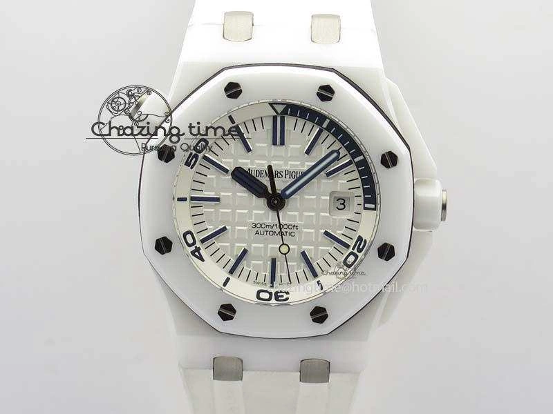 Royal Oak Offshore Diver White Ceramic BP-Maker On White Rubber Strap A3120