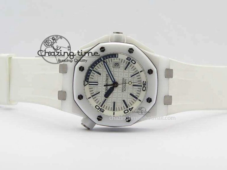 Royal Oak Offshore Diver White Ceramic BP-Maker On White Rubber Strap A3120