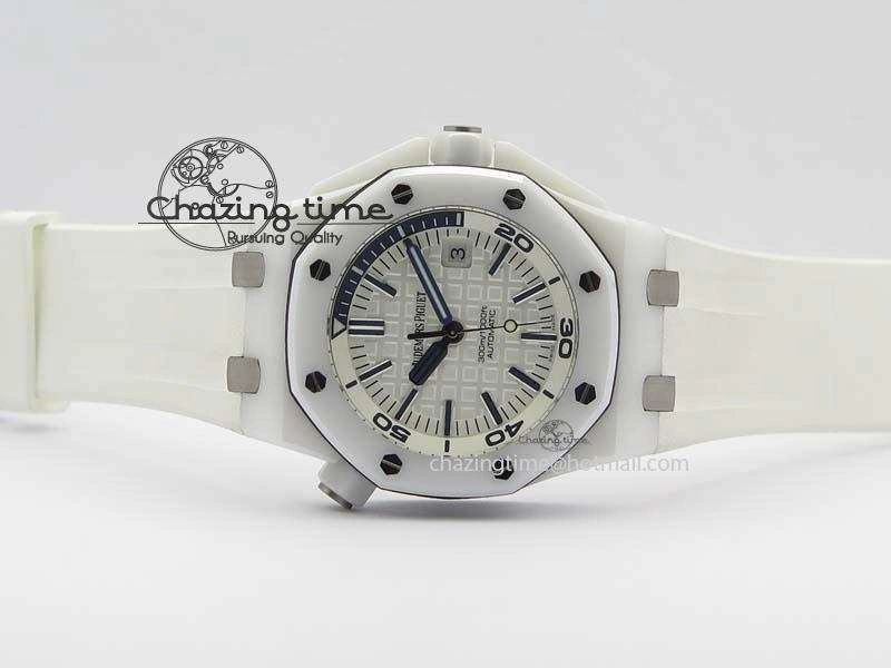 Royal Oak Offshore Diver White Ceramic BP-Maker On White Rubber Strap A3120