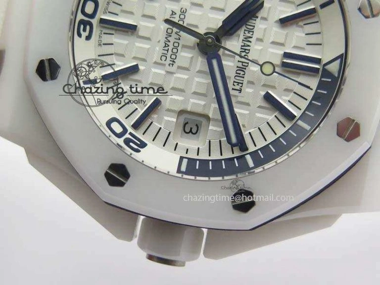 Royal Oak Offshore Diver White Ceramic BP-Maker On White Rubber Strap A3120