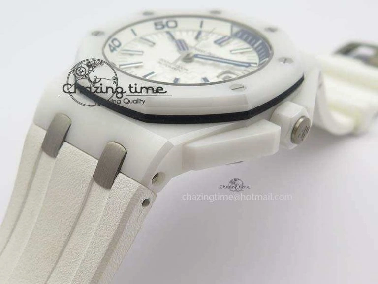 Royal Oak Offshore Diver White Ceramic BP-Maker On White Rubber Strap A3120