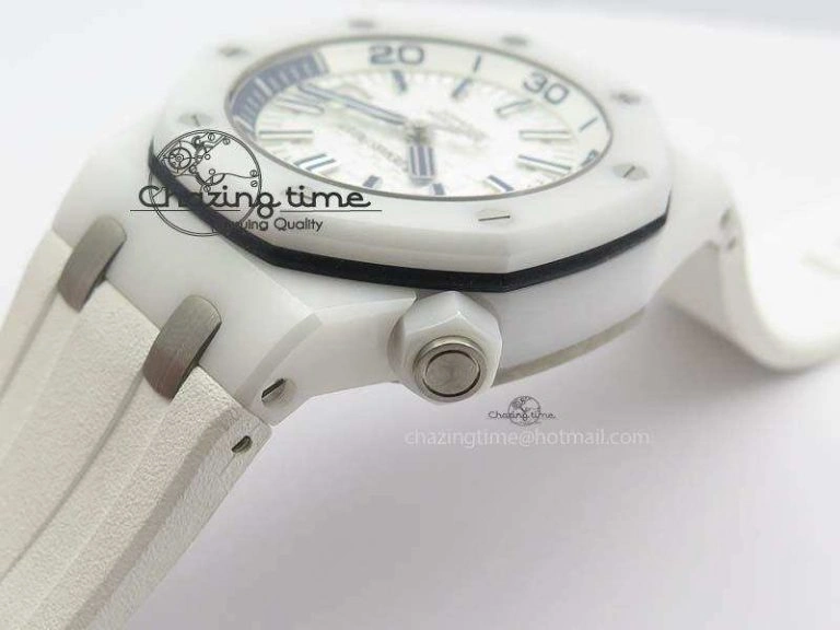 Royal Oak Offshore Diver White Ceramic BP-Maker On White Rubber Strap A3120