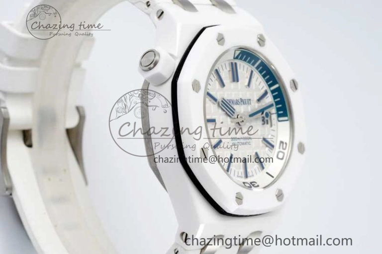 Royal Oak Offshore Diver White Ceramic IPF Best Edition on Rubber Strap A3120