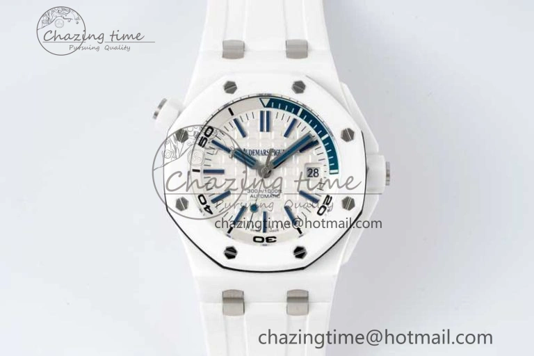 Royal Oak Offshore Diver White Ceramic IPF Best Edition on Rubber Strap A3120