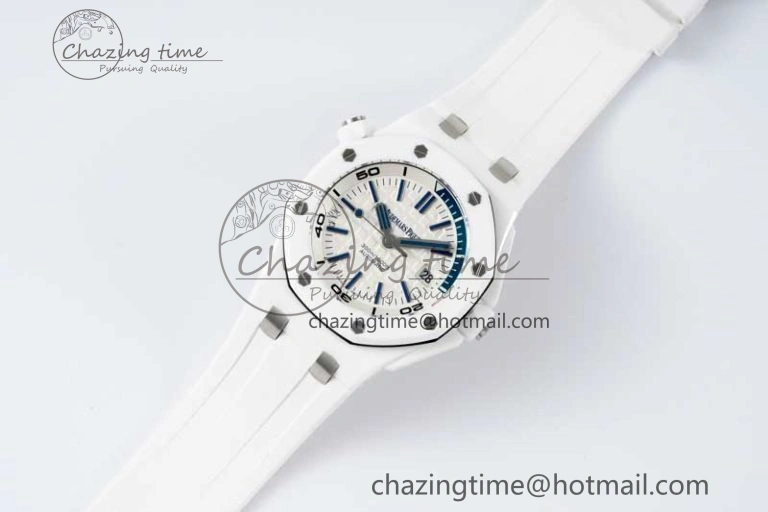 Royal Oak Offshore Diver White Ceramic IPF Best Edition on Rubber Strap A3120