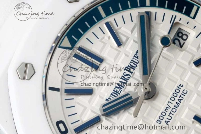 Royal Oak Offshore Diver White Ceramic IPF Best Edition on Rubber Strap A3120