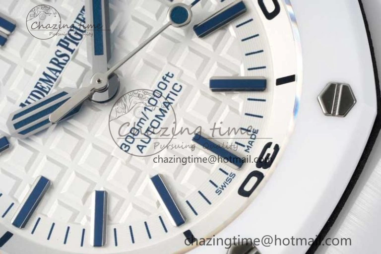 Royal Oak Offshore Diver White Ceramic IPF Best Edition on Rubber Strap A3120