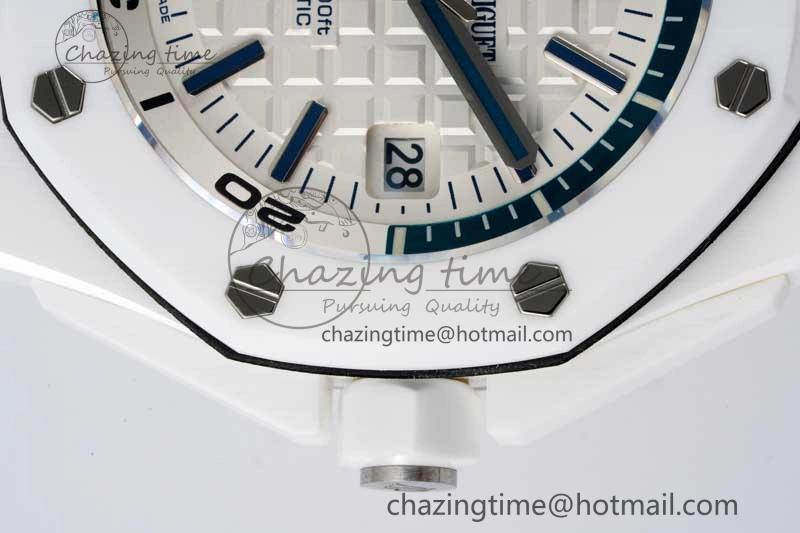 Royal Oak Offshore Diver White Ceramic IPF Best Edition on Rubber Strap A3120