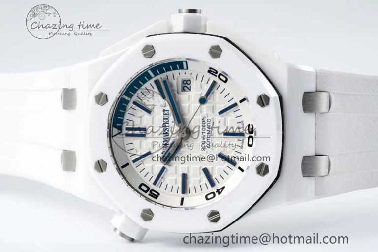 Royal Oak Offshore Diver White Ceramic IPF Best Edition on Rubber Strap A3120