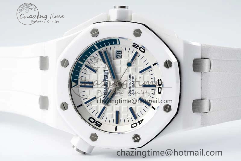 Royal Oak Offshore Diver White Ceramic IPF Best Edition on Rubber Strap A3120