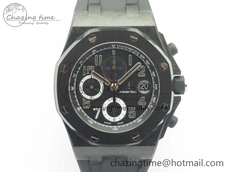 Royal Oak Offshore “GINZA 7” Forged Carbon JF Best Edition on Rubber Strap A3126 V2 w  Cyclops