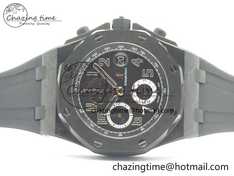 Royal Oak Offshore “GINZA 7” Forged Carbon JF Best Edition on Rubber Strap A3126 V2 w  Cyclops