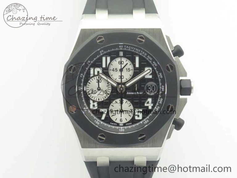 Royal Oak Offshore JF Best Edition SS Rubberclad Black Dial A3126 V2 w  Cyclops