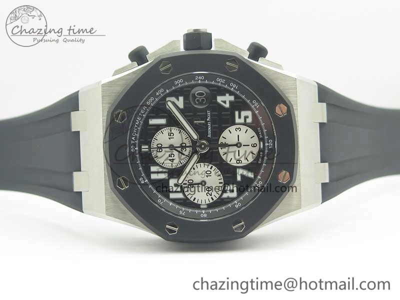 Royal Oak Offshore JF Best Edition SS Rubberclad Black Dial A3126 V2 w  Cyclops