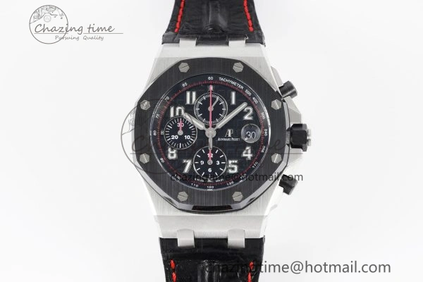 Royal Oak Offshore JJF 1:1 Best Edition “Dark Knight” on Black Red Leather Strap A3126